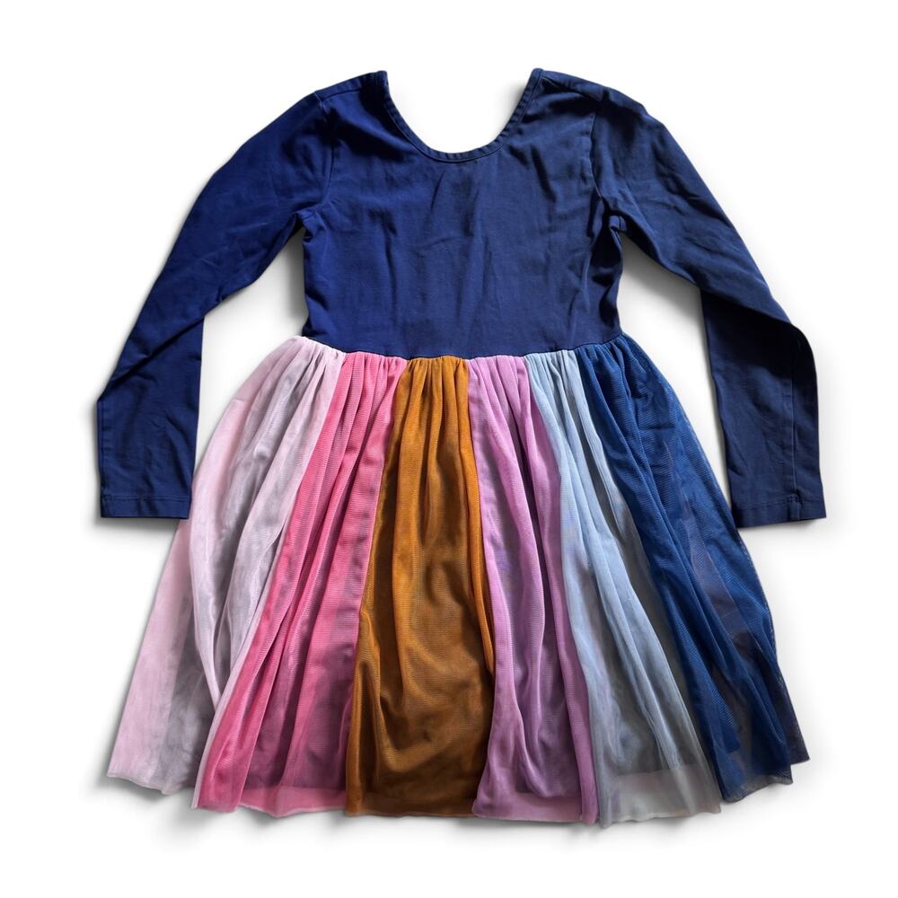 Hanna Andersson navy rainbow tulle dress